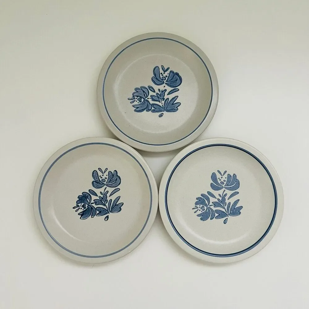 PFALTZGRAFF Yorktowne Taupe Blue Floral Bread & Butter Appetizer Plate, Set of 3